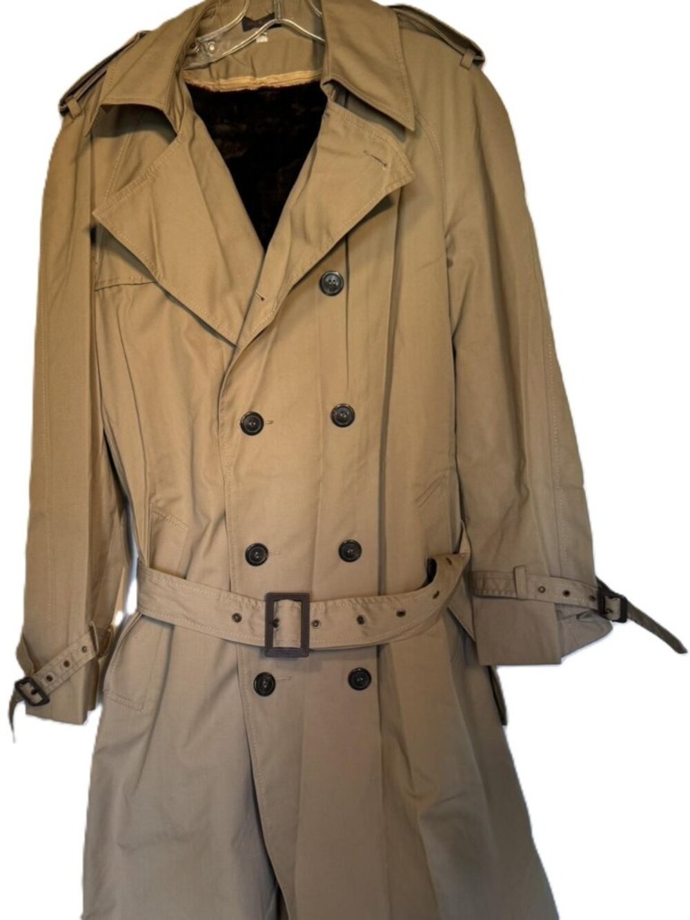 Vintage unisex trench coat made Korea Water-resistant belted removable liner L